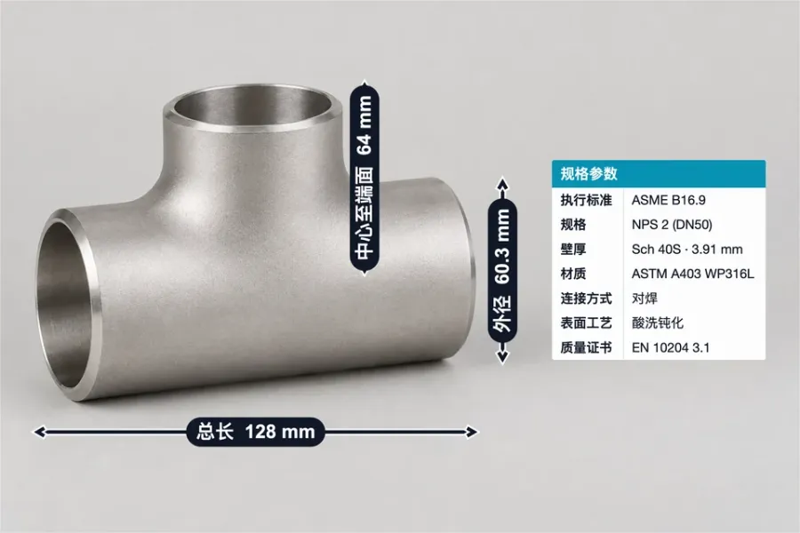 不锈钢对焊三通标注模板