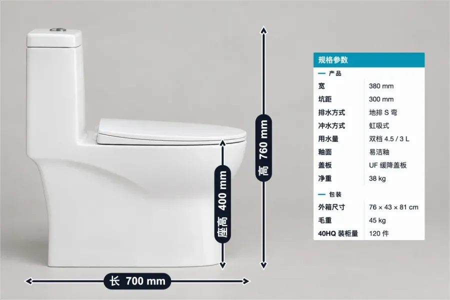 连体马桶标注模板