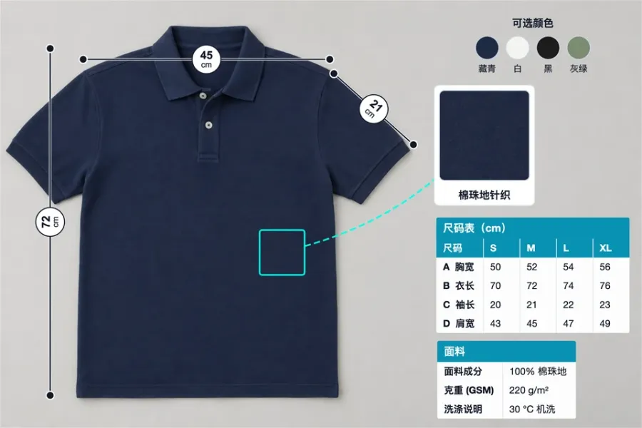 Polo 衫尺码表模板