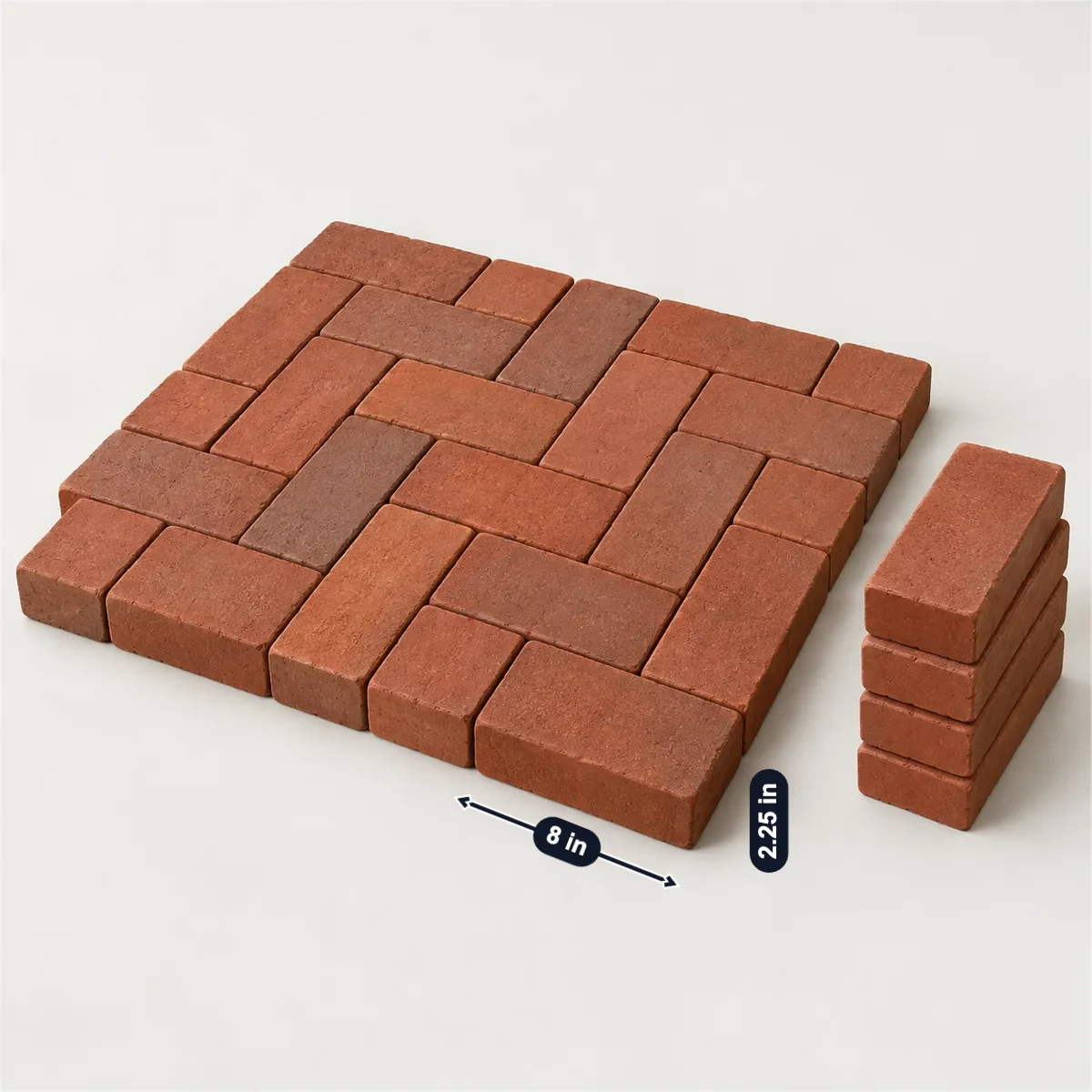 标好常见宽、深、高的黏土铺地砖(烧结路面砖)