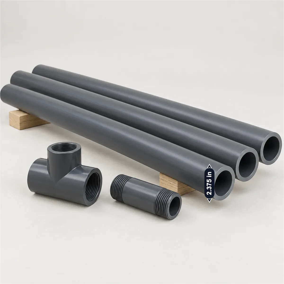 标好常见宽、深、高的美标 Sch 80 PVC 管(2 in)